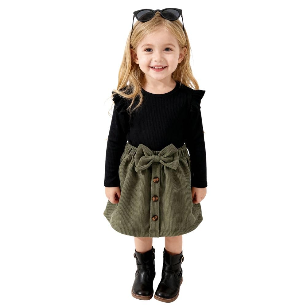 A.T.U.N. (ALL THINGS UBER NICE) Stylish Winter-Ready Girls Dress | Round Neck with Long Sleeve and Bow Detail | Warm & Trendy Outfit