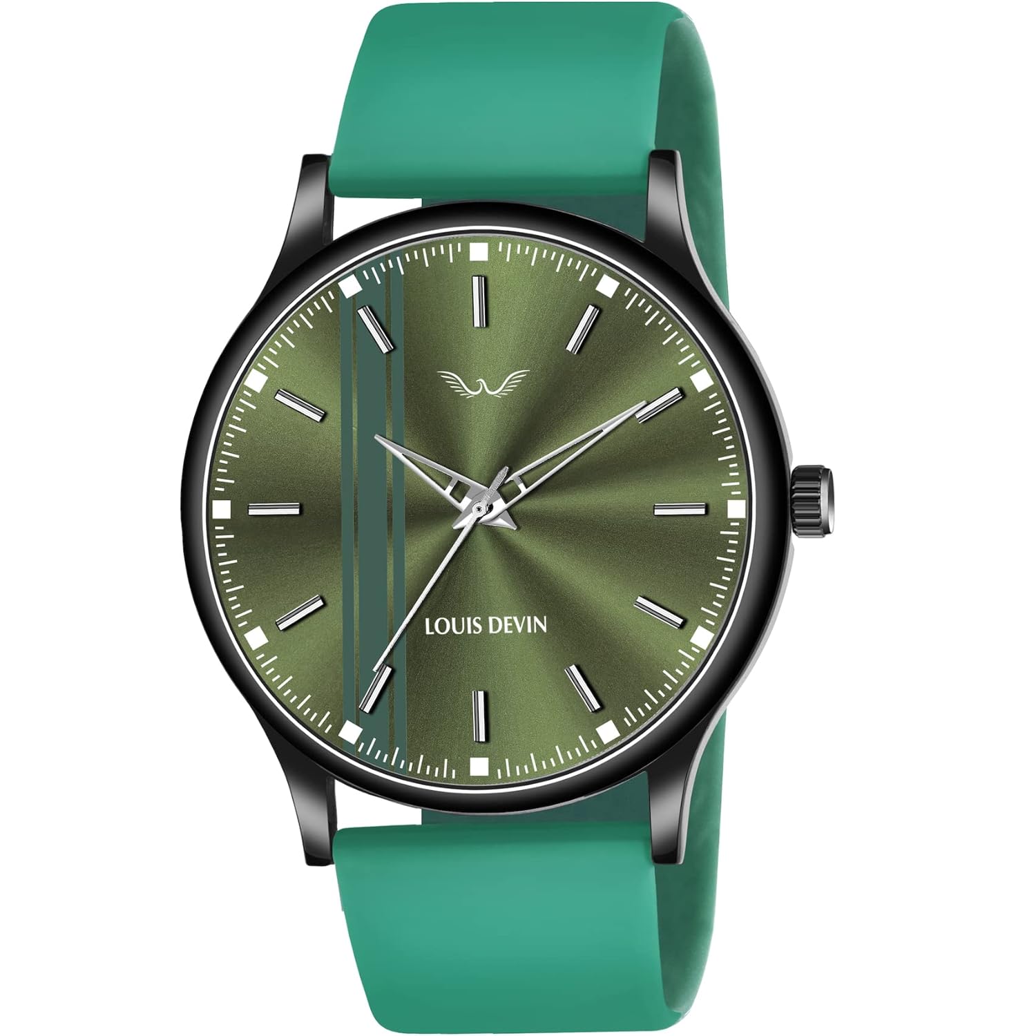 LOUIS DEVIN Silicone Strap Analog Wrist Watch for Men (Black/Blue/Red) | LD-BK054 - Image 4